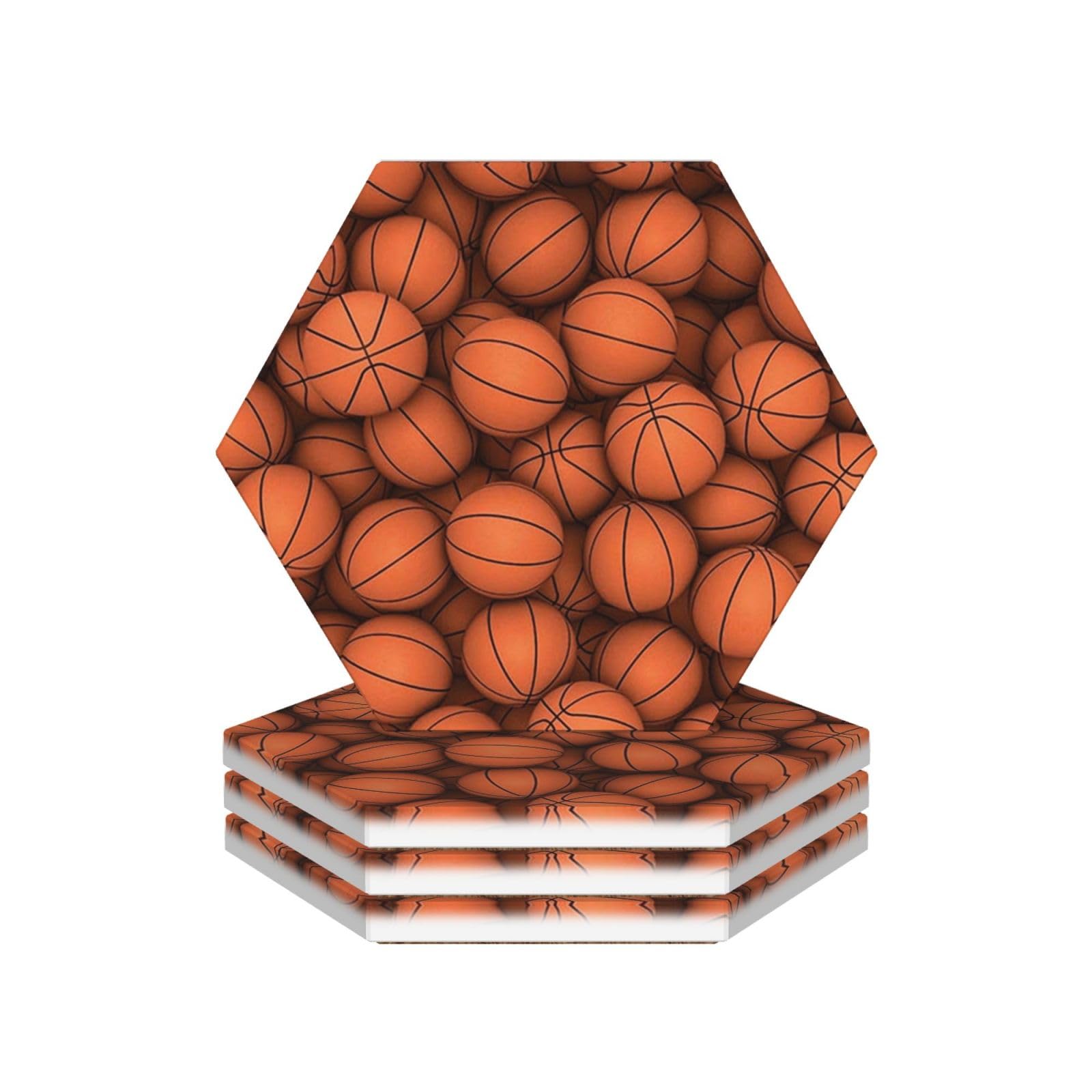 Dessous de verre basketball orange, idée cadeau en céramique pour fan de sport