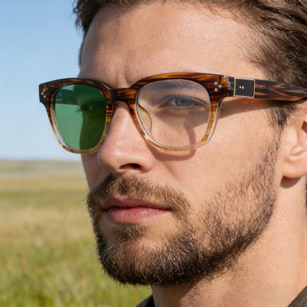 Occhiali da sole fotocromatici da uomo con montatura quadrata, eleganti, modello 2026, per attività all'aperto, viaggi, guida, protezione solare, occhiali da sole polarizzati