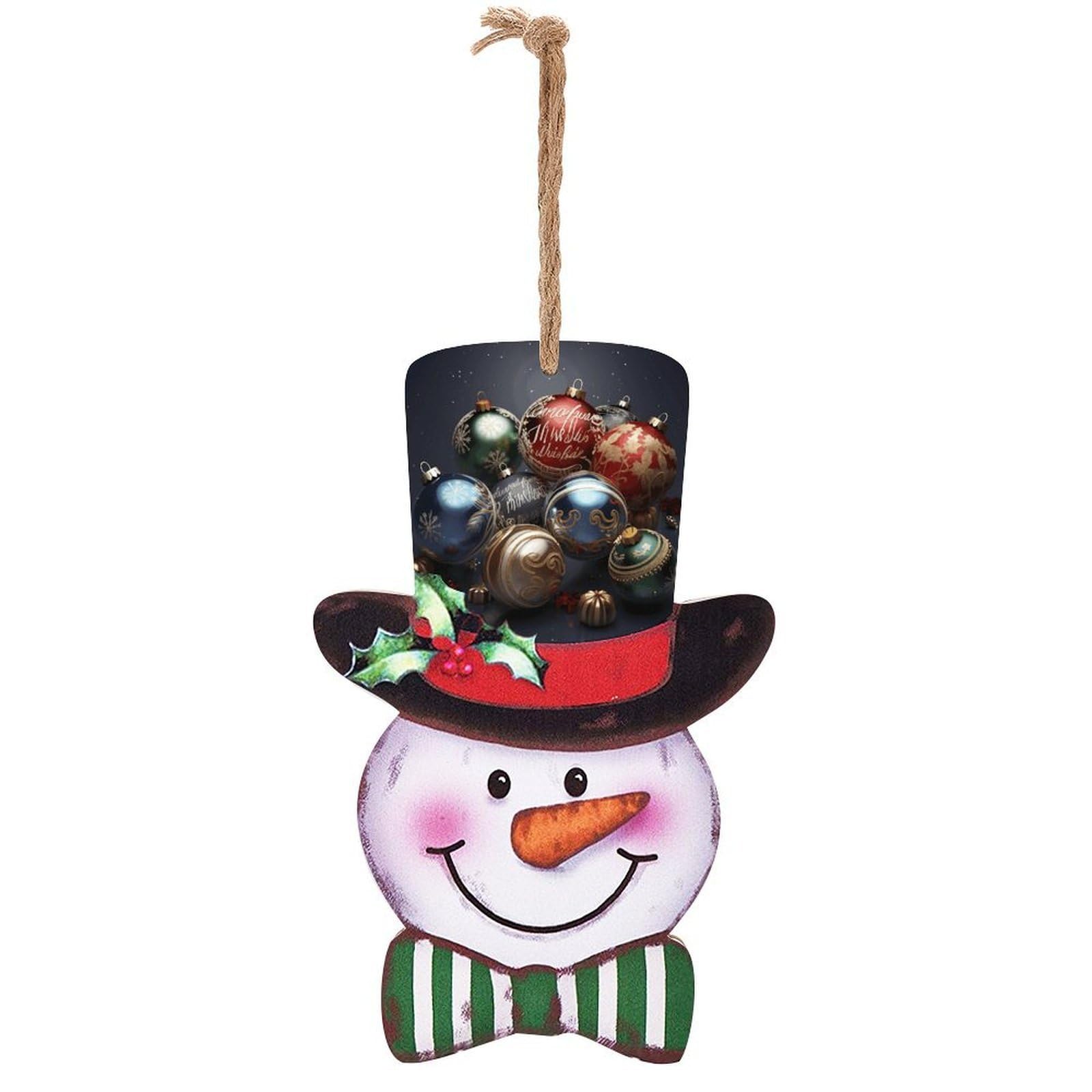Christmas Balls Snowman Decor Christmas Snowmans Hanging Decors Wooden Exquisite Holiday Decoration Sign for Home Window Wall Farmhouse Indoor Outdoo