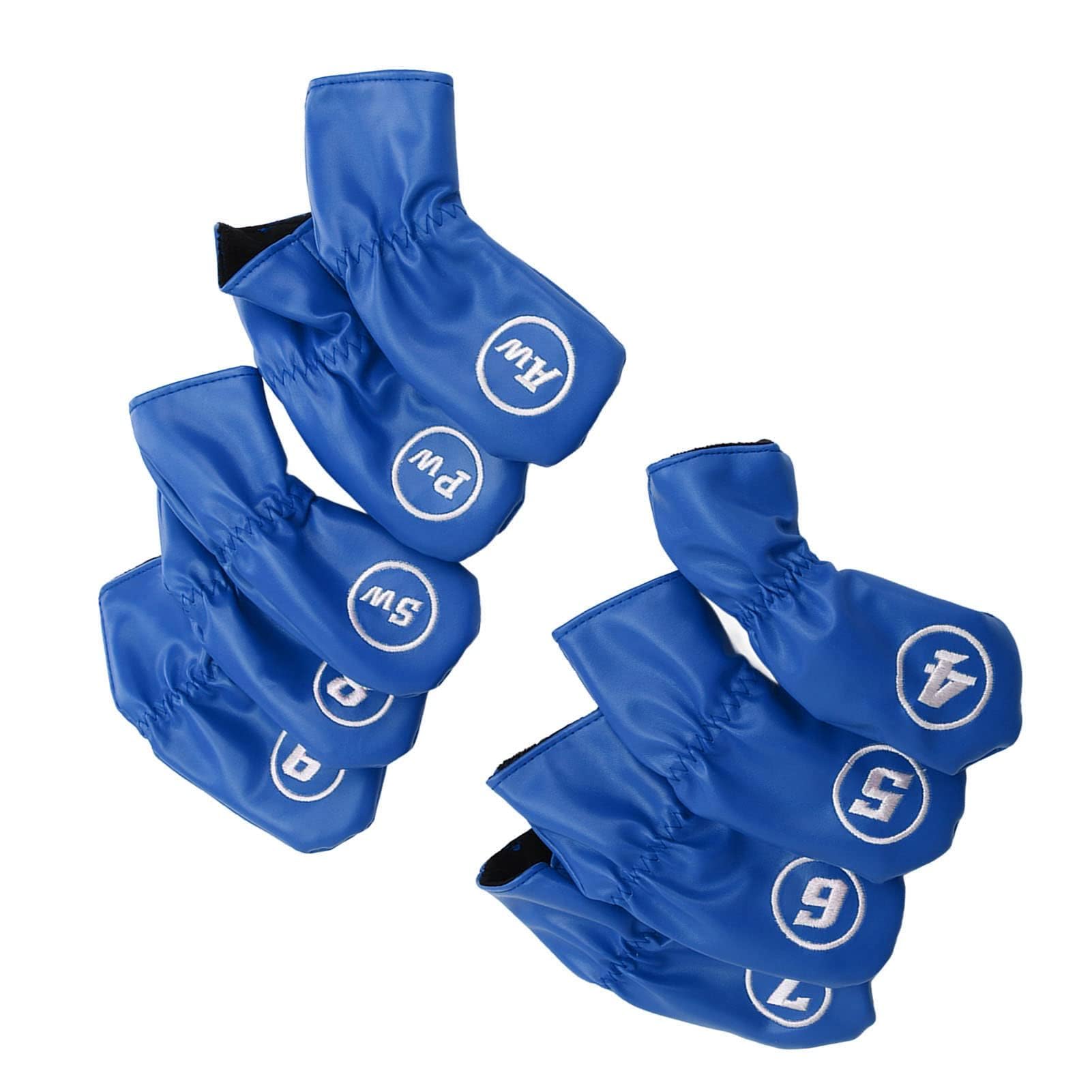 9Pcs Copricapo da Golf Club Iron Putter Head Protector Set PU Copricapo Impermeabile Per Mazza da Golf Per Gli Amanti del Golfista Mancino Destro(Blu)