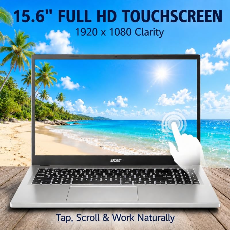 Image of Acer Aspire 3 15.6 inch Touchscreen Laptop, AMD Ryzen 5 7520U, 16GB LPDDR5 RAM, 1TB SSD, FHD IPS Display, Wi-Fi 6, USB-C, Windows 11 Pro, Office 2021, Mouse & Hub