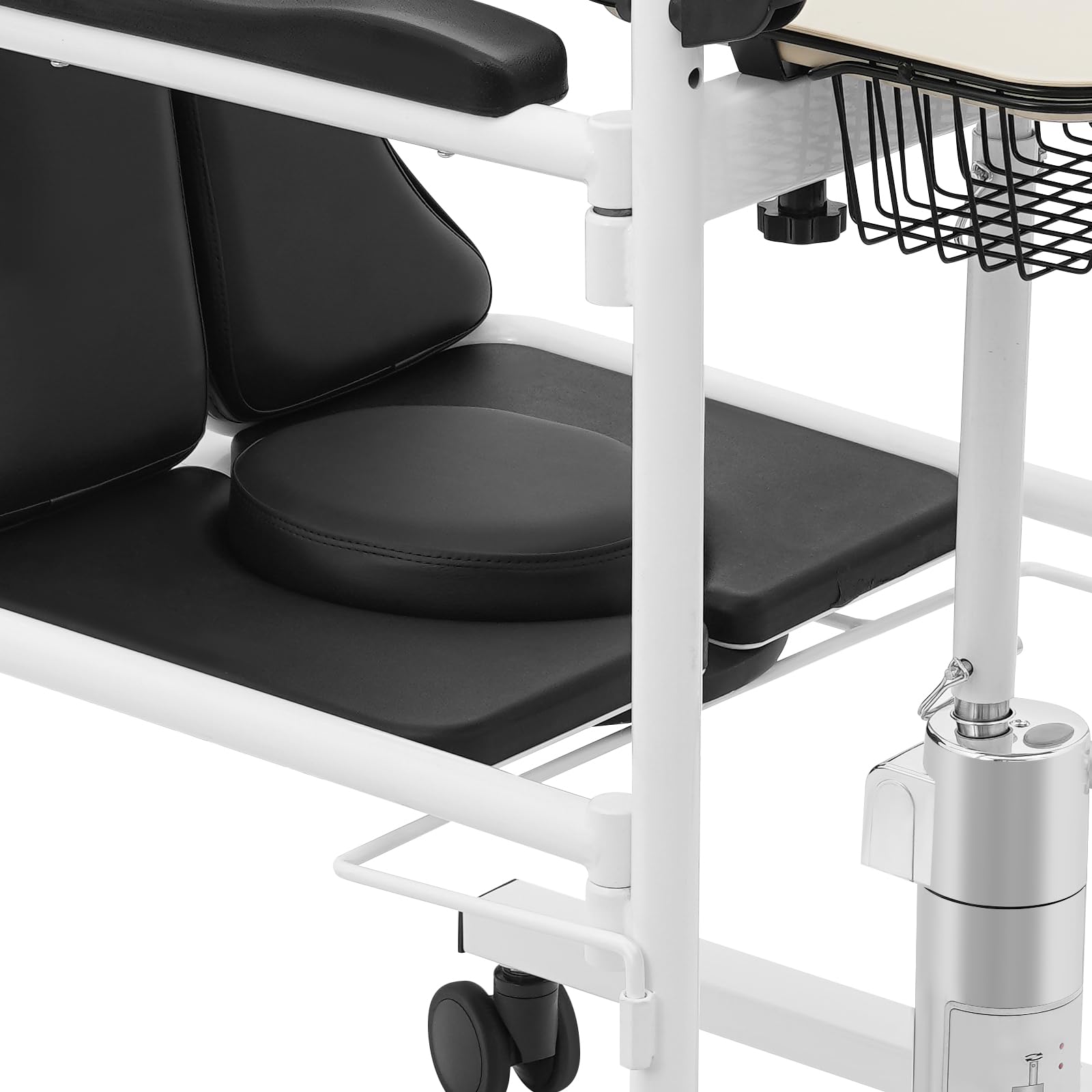 Sollevatore idraulico per pazienti, multifunzione, per anziani, portata 150 kg, sedile diviso a 180°, regolabile in altezza, per WC, letto, trasferimento, nero e bianco