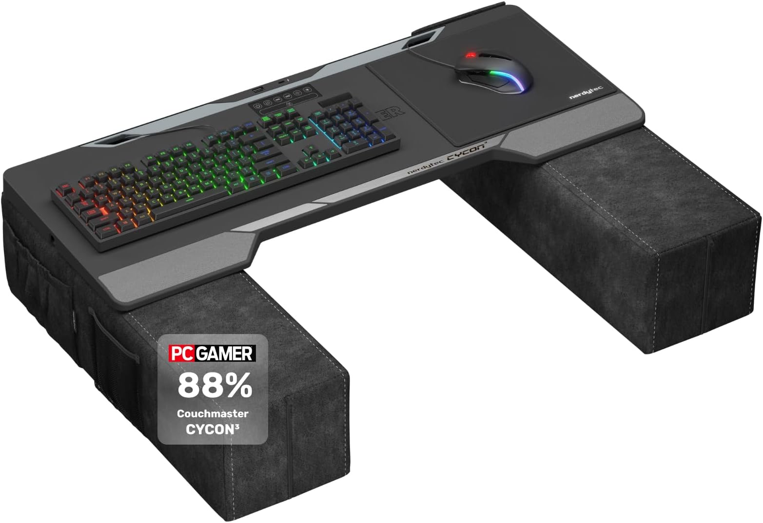 Couchmaster CYCON² Black Edition – Ultimate Ergonomic USB-Hub Gaming Lap Desk for Couch and Bed – Large, Stable and Compatible with all Keyboards and Mouse/Mice, Laptops, PCs, PS4/5, Xbox One/Series