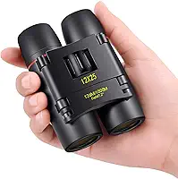 Binóculos POLDR 12x25, compactos e leves, para adultos e crianças, com ampliação 12x e diâmetro da lente objetiva de 25 mm, perfeito para observação de pássaros, ópera, teatro e concertos