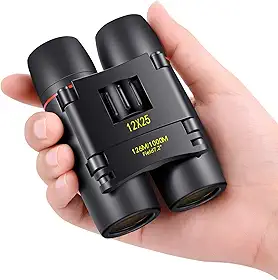 Binóculos POLDR 12x25, compactos e leves, para adultos e crianças, com ampliação 12x e diâmetro da lente objetiva de 25 mm, perfeito para observação de pássaros, ópera, teatro e concertos