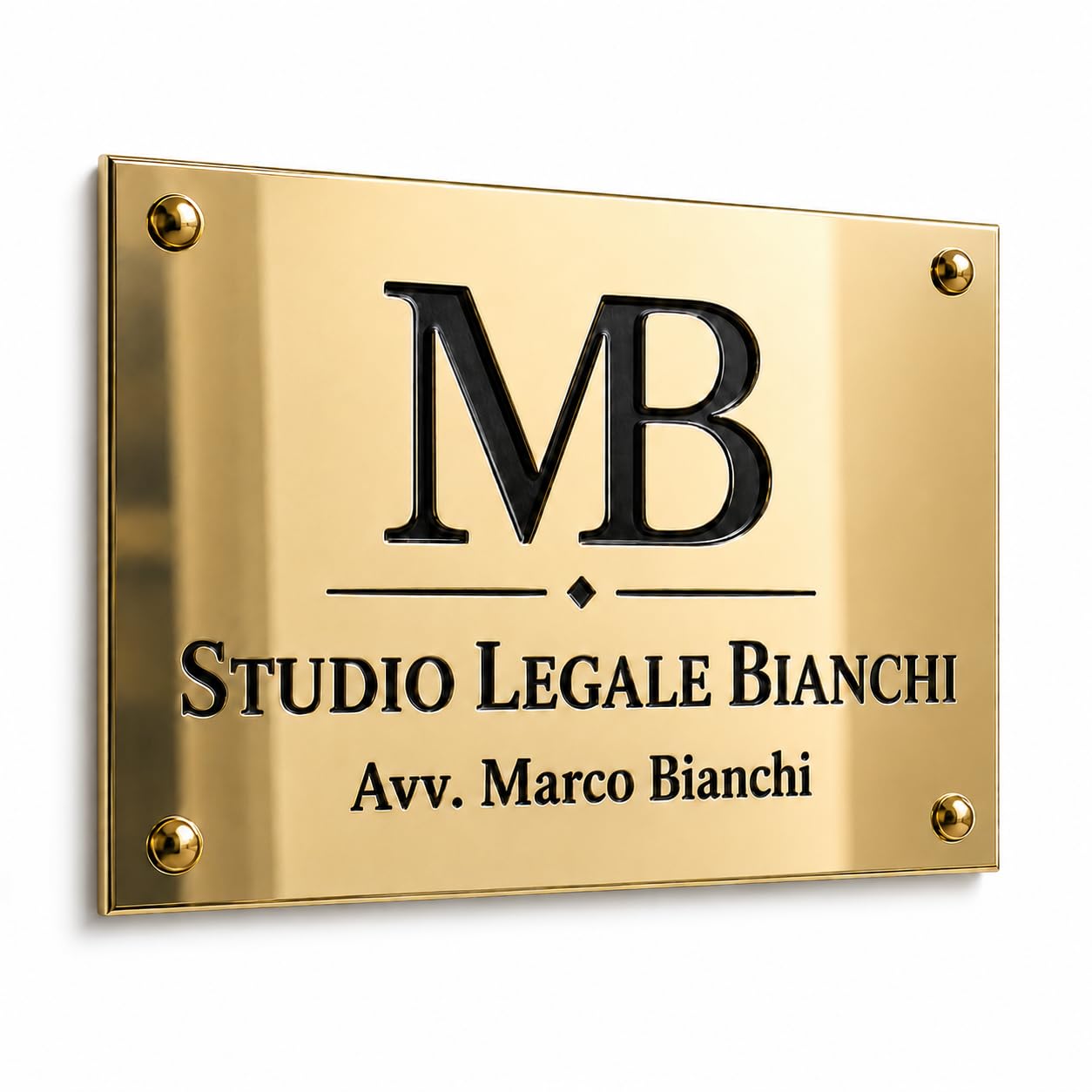 Targa in Ottone Personalizzata Incisa – Targa Professionale per Studio, Porta, Ufficio e Abitazione – Finitura Lucida Premium – Personalizzabile con Nome, Logo e Testo – Made in Italy
