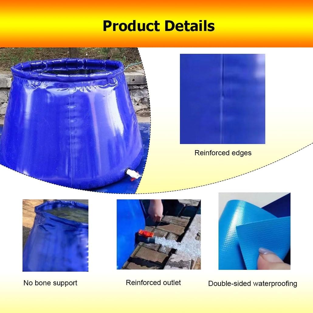 26-1032.9 Gal Large Capacity Round Water Bladder Bag, Collapsible Emergency Water Storage Containers Tank Barrel for Firefighting(with Cover,0.7x0.5x0.4m/100L/26.4gal)