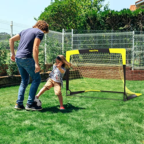 Image of Happy Jump Portable Soccer Goal 7x5 & 5x3.6 FT, Large-Frame Training Net | Great for Kids Ages 6-14 Skill Development, Ideal for Backyard Park School Beach Indoor Outdoor, Easy Fold Durable Dacron Net