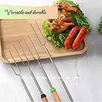Vista 4 de 5 palitos de acero inoxidable para asar malvaviscos, 32 pulgadas de largo para hoguera, pinzas para asar marshmellow, herramientas para barbacoa
