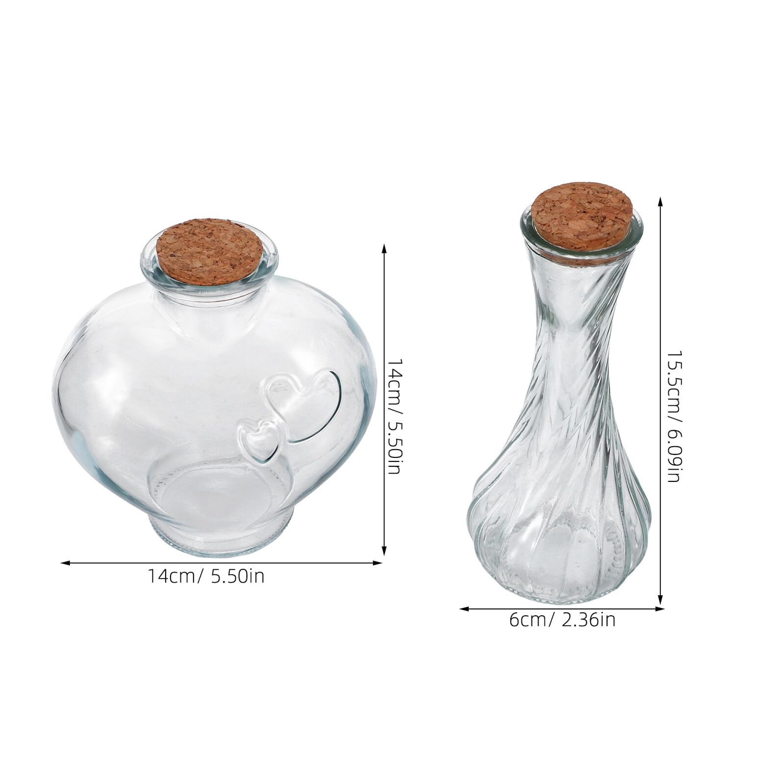 3 Stück Verkorkte Kleiner Glasflaschen für Sandzeremonie Herzflasche Fläschchen aus Klarem Glas Dekorative Hochzeits Erinnerungsstücke mit Korken Gästegeschenk für Hochzeit