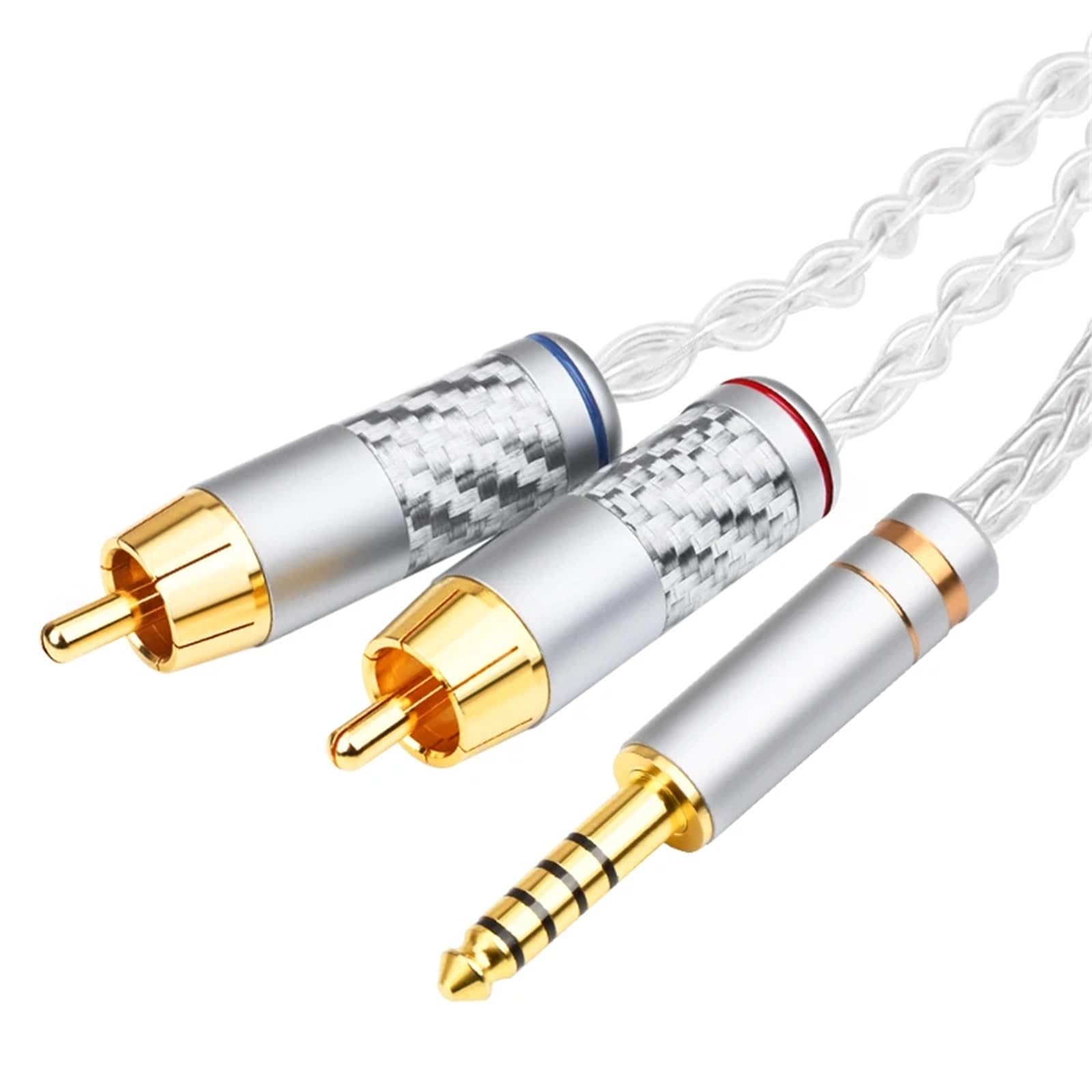 Kabel audio HiFi z gniazdem 4,4 mm, zrównoważony interfejs 4,4 do 2 RCAA, kabel sygnałowy do słuchawek, wzmacniacz 4,4 mm do 2 RCA (1 m)