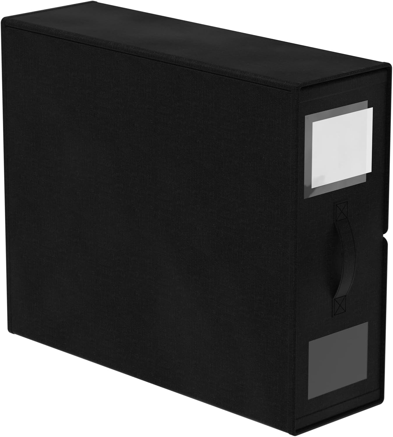 Individual Bed Sheet Organizer, (Black) Foldable Zipper storage, Linen Closet Organization for duvet covers, Smart Wardrobe storage, Containers with window and handle, Label included for small spaces