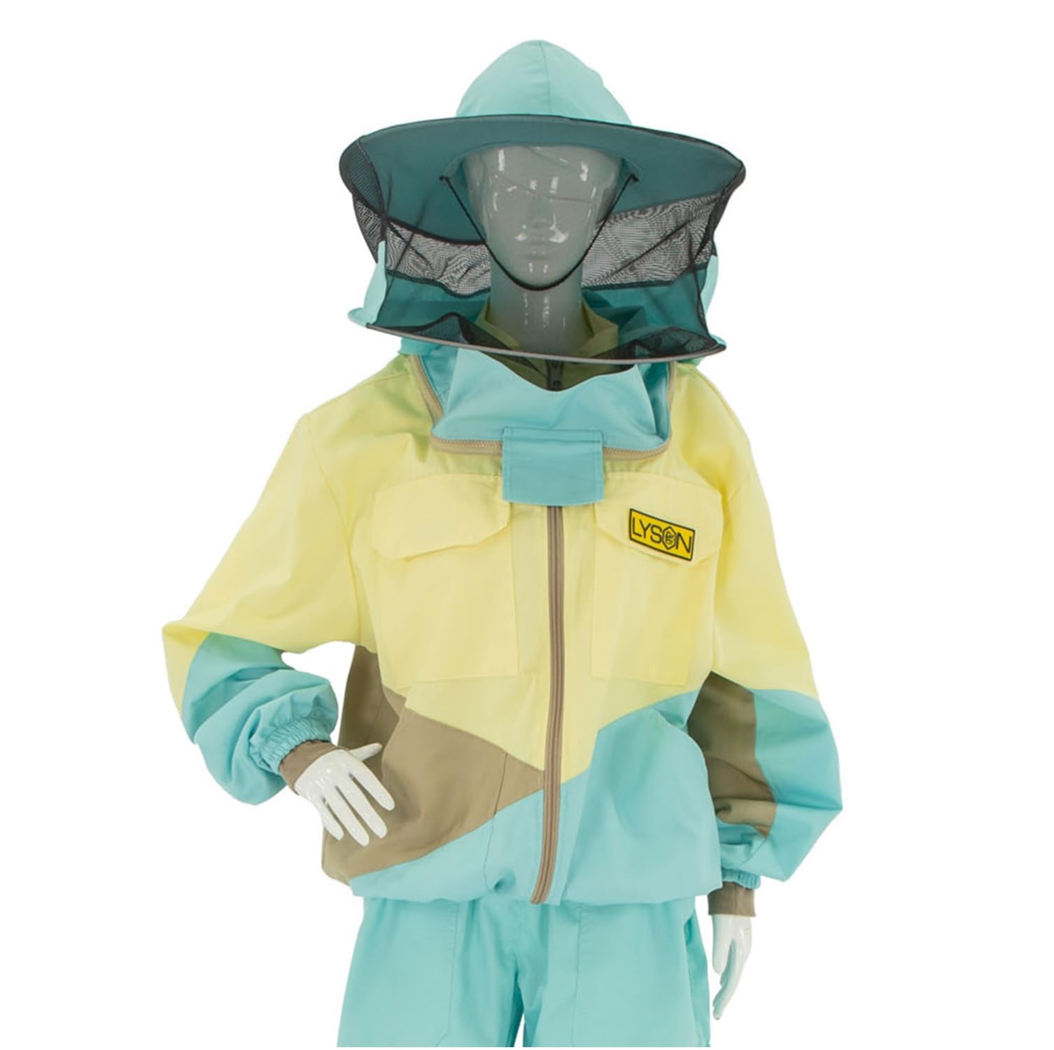 LYSON Imkerjacke mit Hut, Imkerjacke mit Reißverschluss, Schutzjacke, Imkerjacke mit Rundschleier, Imkerbluse, Imkereibedarf, Schutz vor Mücken Imkerbekleidung sportlicher Style – Modell 1 Größe L