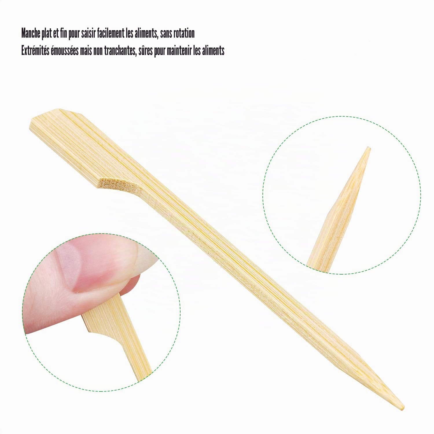 Hysagtek Lot de 400 Pics en Bambou Brochettes en bambou en Bois 9 CM Piques à Brochettes Convient à pour Apéritif Cocktails Amuse-Bouches Fruits Sandwichs Collations Barbecue