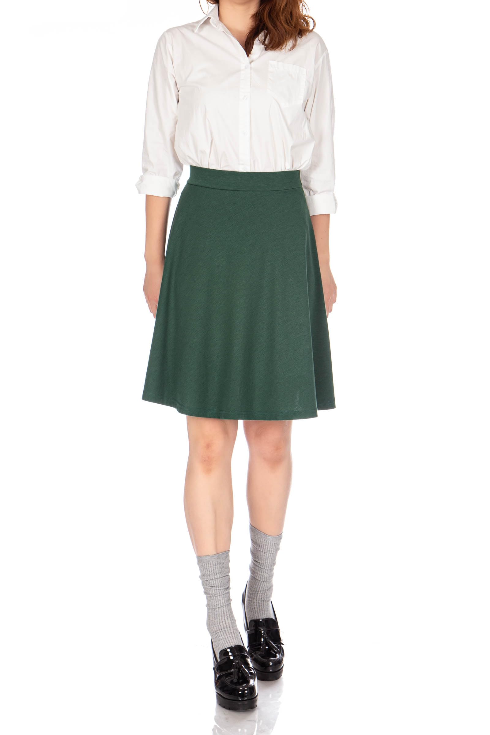 Dani's Choice Simple Stretch A-line Flared Knee Length Skirt