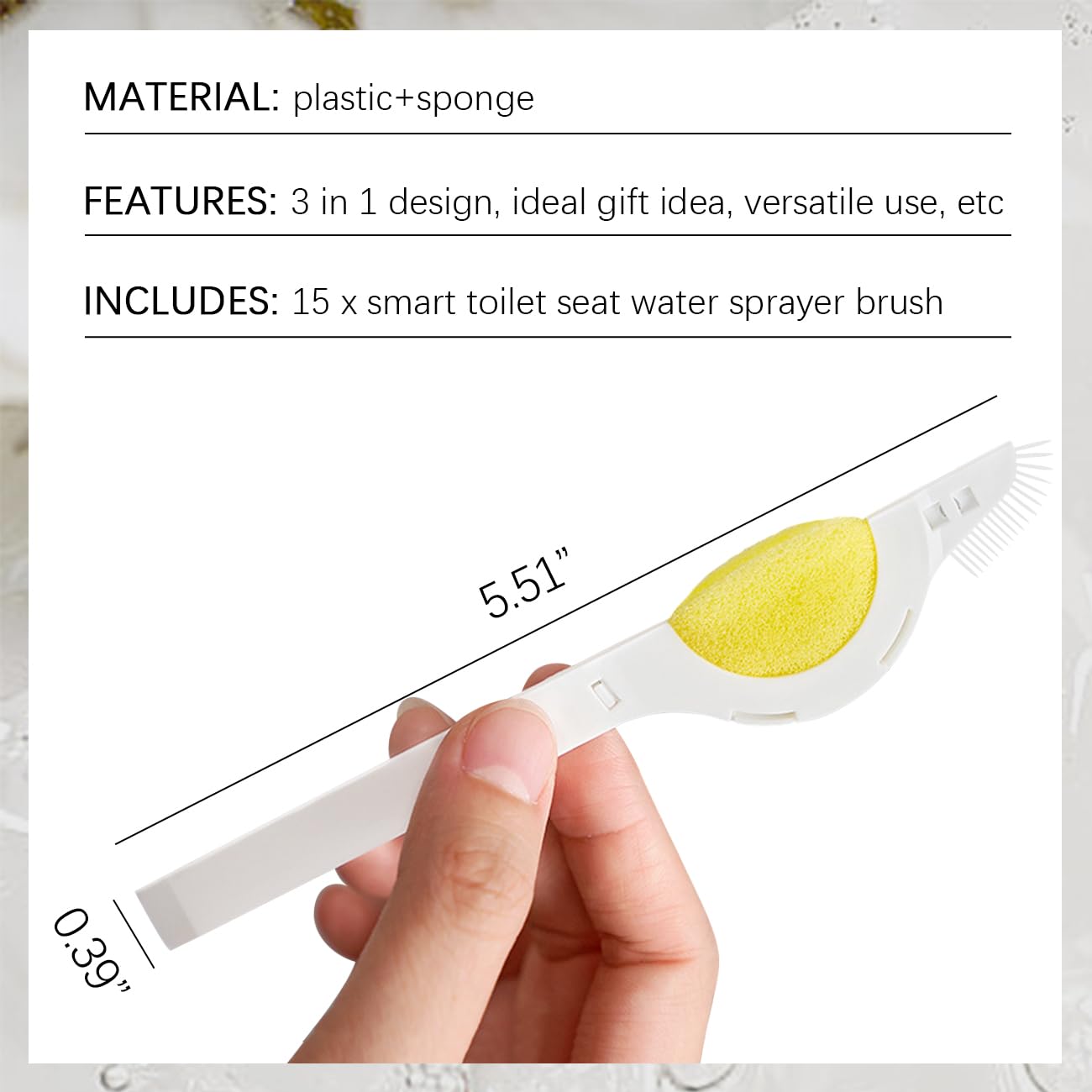 15 Pack 3 in 1 Smart Toilet Seat Water Sprayer Electric Bidet Seat Nozzle Brush Set — view 7