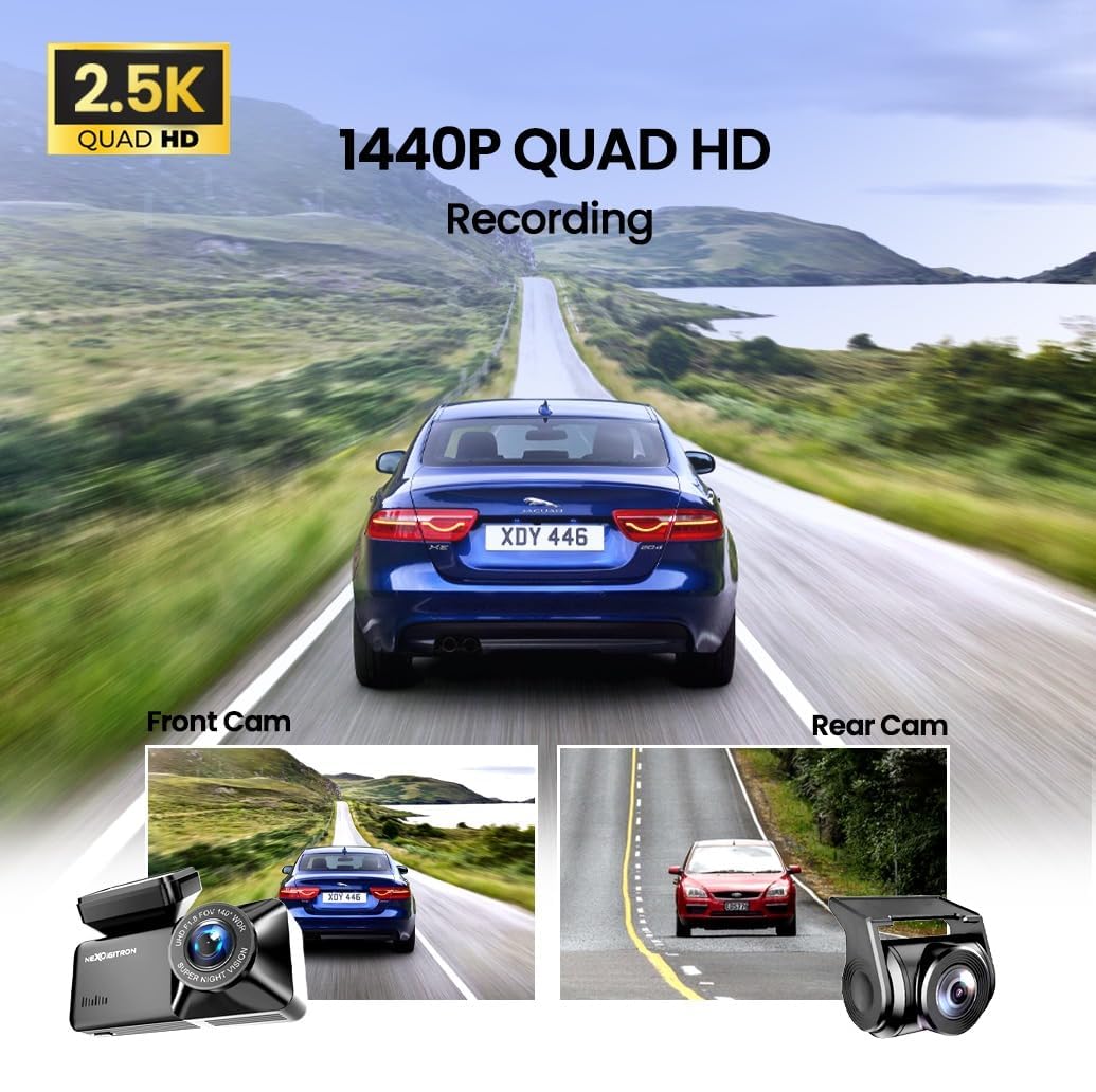 NEXDIGITRON ACE 3 Dual Dash Cam, Native 2.5K & Upscaled 4K Front, Full HD Rear, Built-in GPS Logger, Made in India, Super Capacitor, Wide Angle Lens, Wi-Fi, Parking Mode, Supports up to 256GB — Amazon image 2