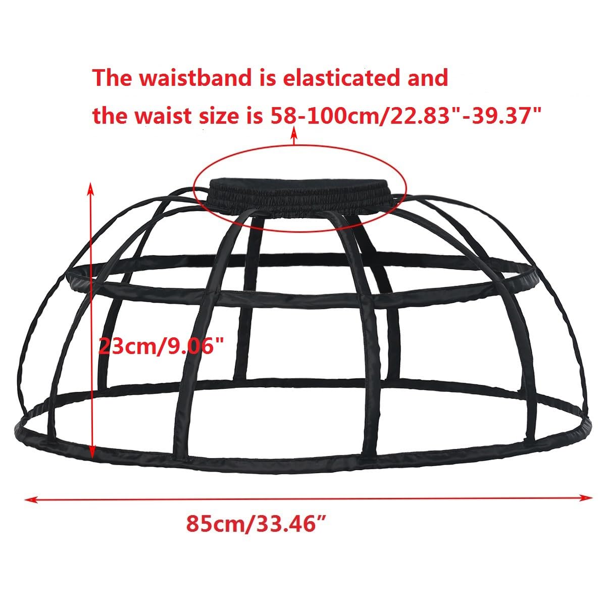 BPURB Petticoat Skirt for Women Under Dress Victorian Bustle Cages Hoop Skirt Pannier for Halloween Party Black - Image 2