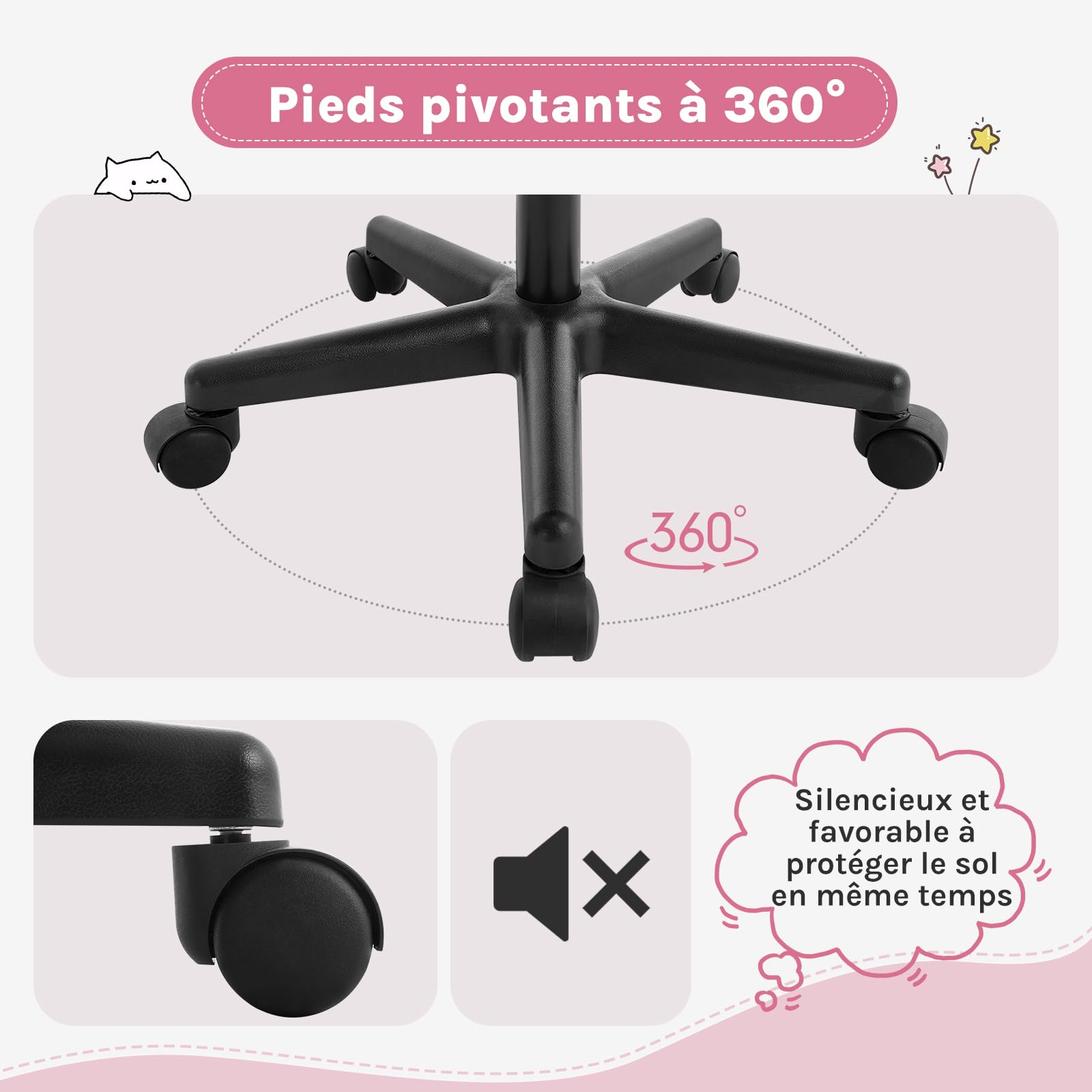 Chaise Bureau Enfant, Fauteuil de Bureau pour Adolescents, Chaise Ergonomique en Maille Respirante, Dossier Réglable, Rose, K0004BS