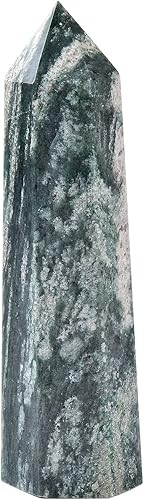 AMOYSTONE Varita hexagonal de piedra preciosa natural de obelisco verde 6 pilares facetados colección individual de 06-1 libras decoración del hogar