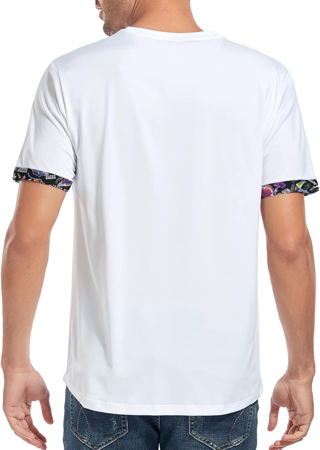 GEEK LIGHTING Men's Athletic Workout Shirts Sports Short Sleeve Tee Running Fishing T-Shirt 016-white Medium