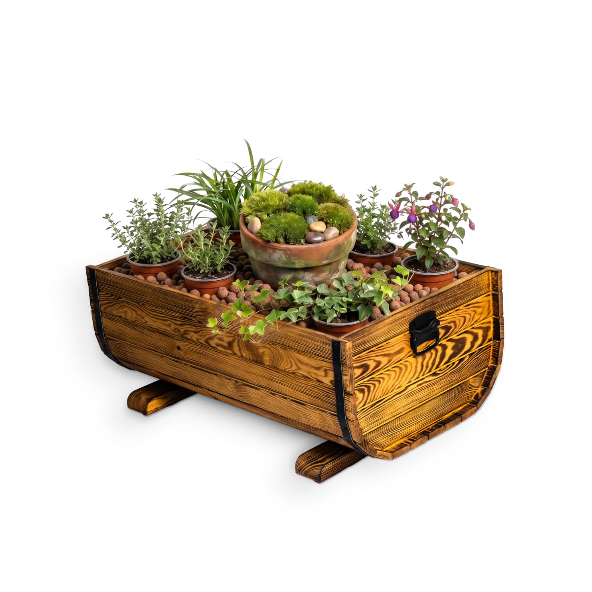 Drewniana Donica 80x50x40 cm kolor opalany dąb