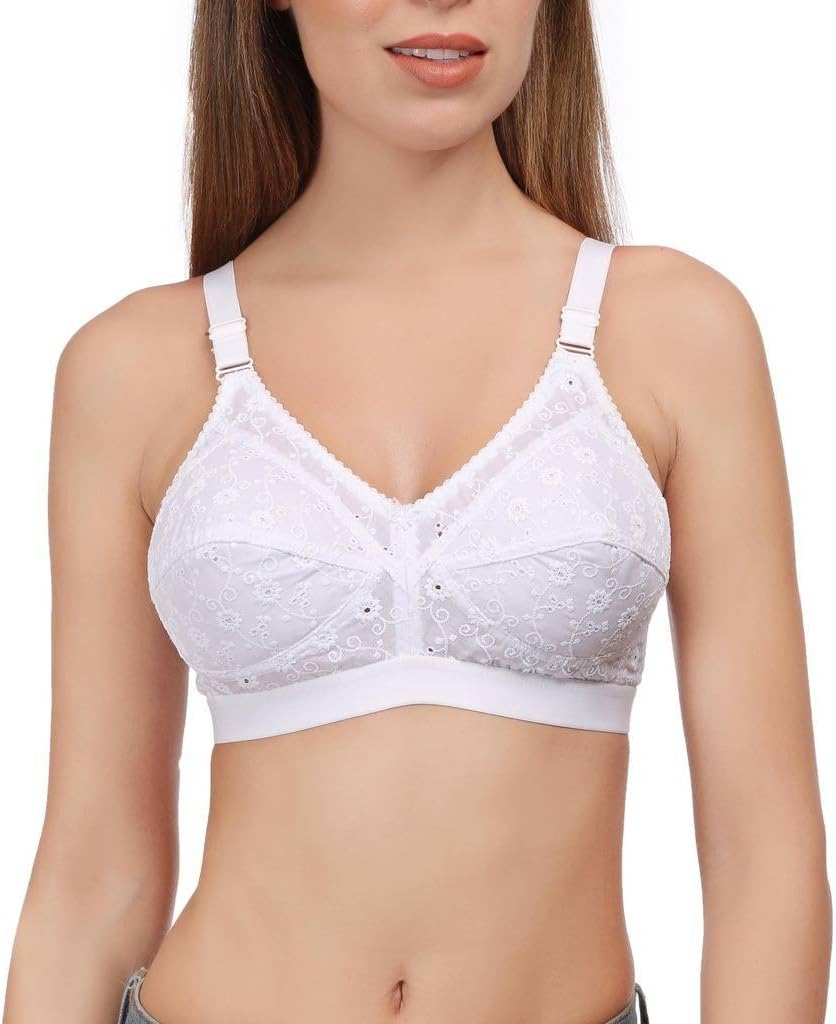 Womens Full Coverage Bra | Non Padded | Cotton Fabric White
