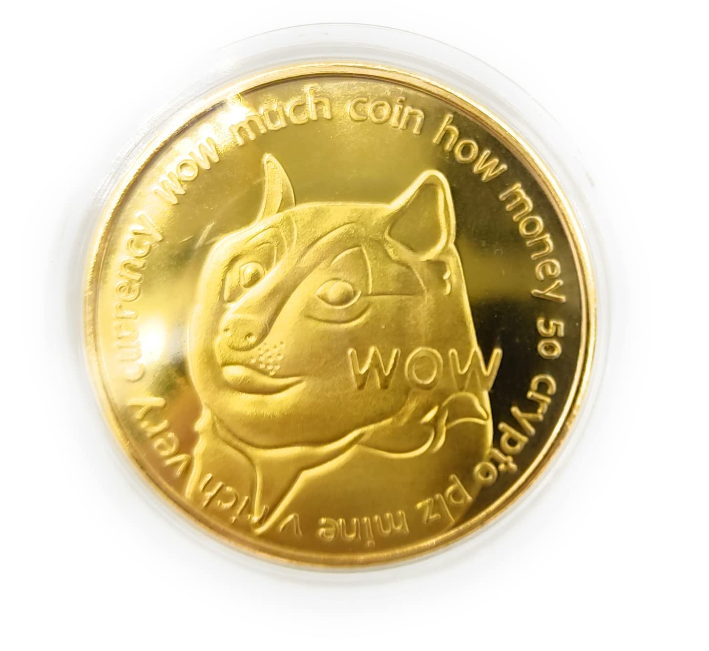 Promotech 24K Gold Plated 45mm Diameter Dogecoin MEMECOIN Coin Collectable  in Coin Capsule for Any Cryptocurrency BTC Fan – BigaMart
