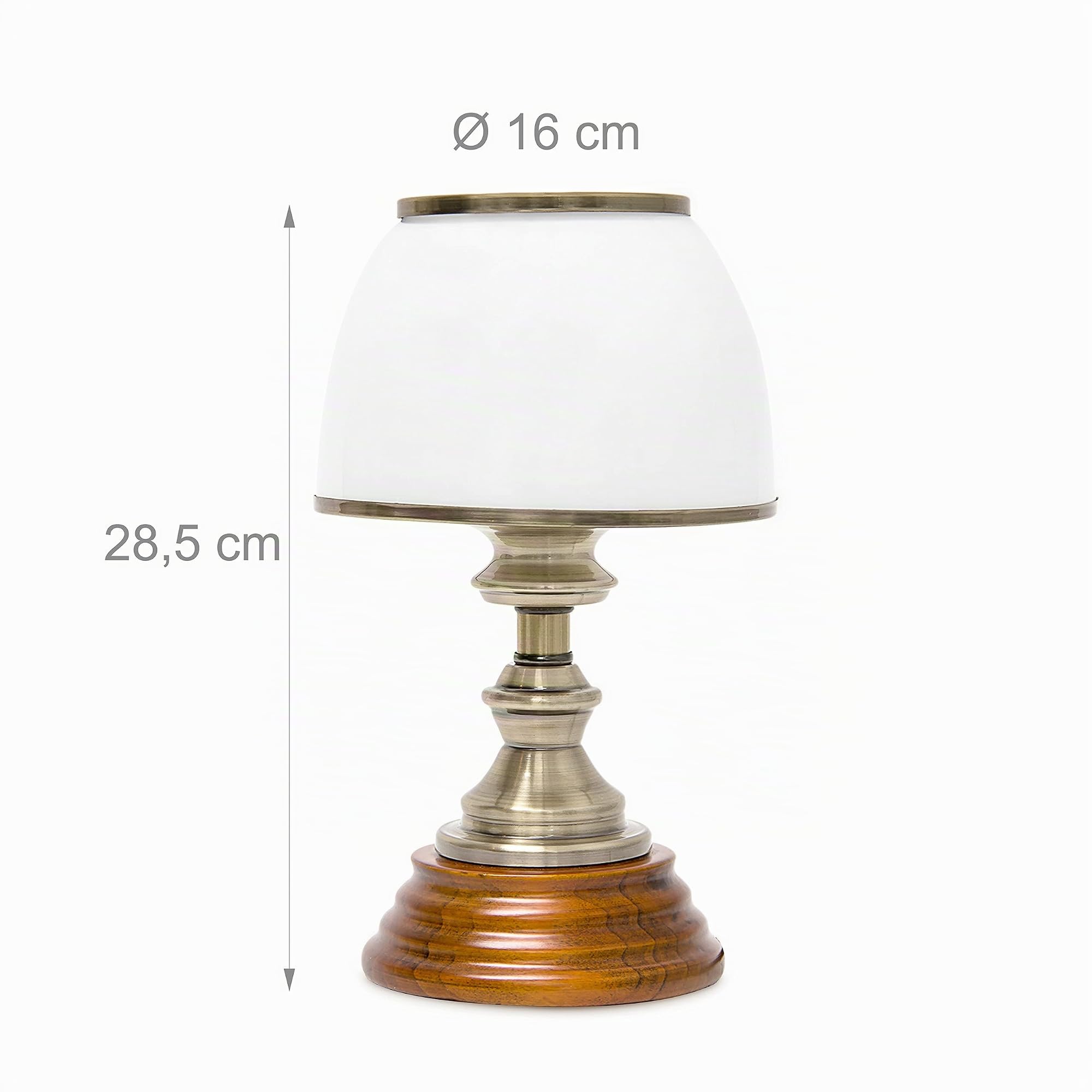 Relaxdays Lampada da Scrivania in Stile Antico Classico, Abat Jour da Lettura in Legno e Ottone, Illuminazione, Marrone