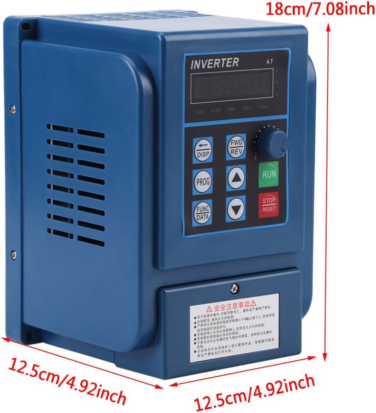 Walfront AT3-1500X VFD with dimensions labeled