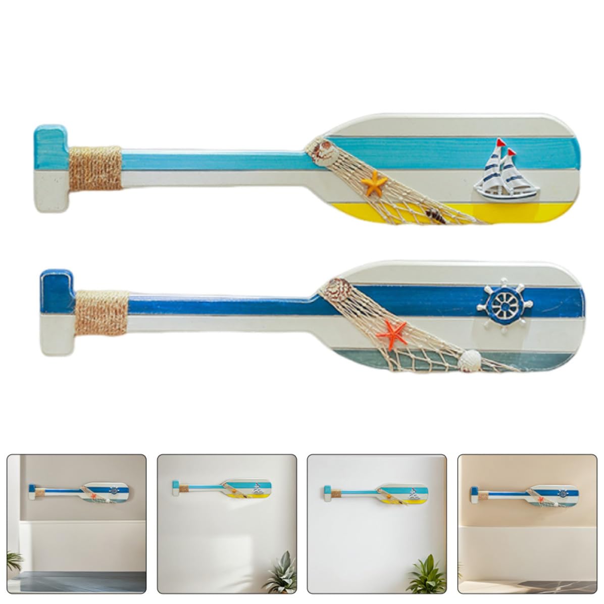 HANABASS Decorazioni Natalizie di Legno 2pezzi Atmosfera Estiva Paddle Decorativo in Legno Artigianale Stile Costiero Facile da Abbinare