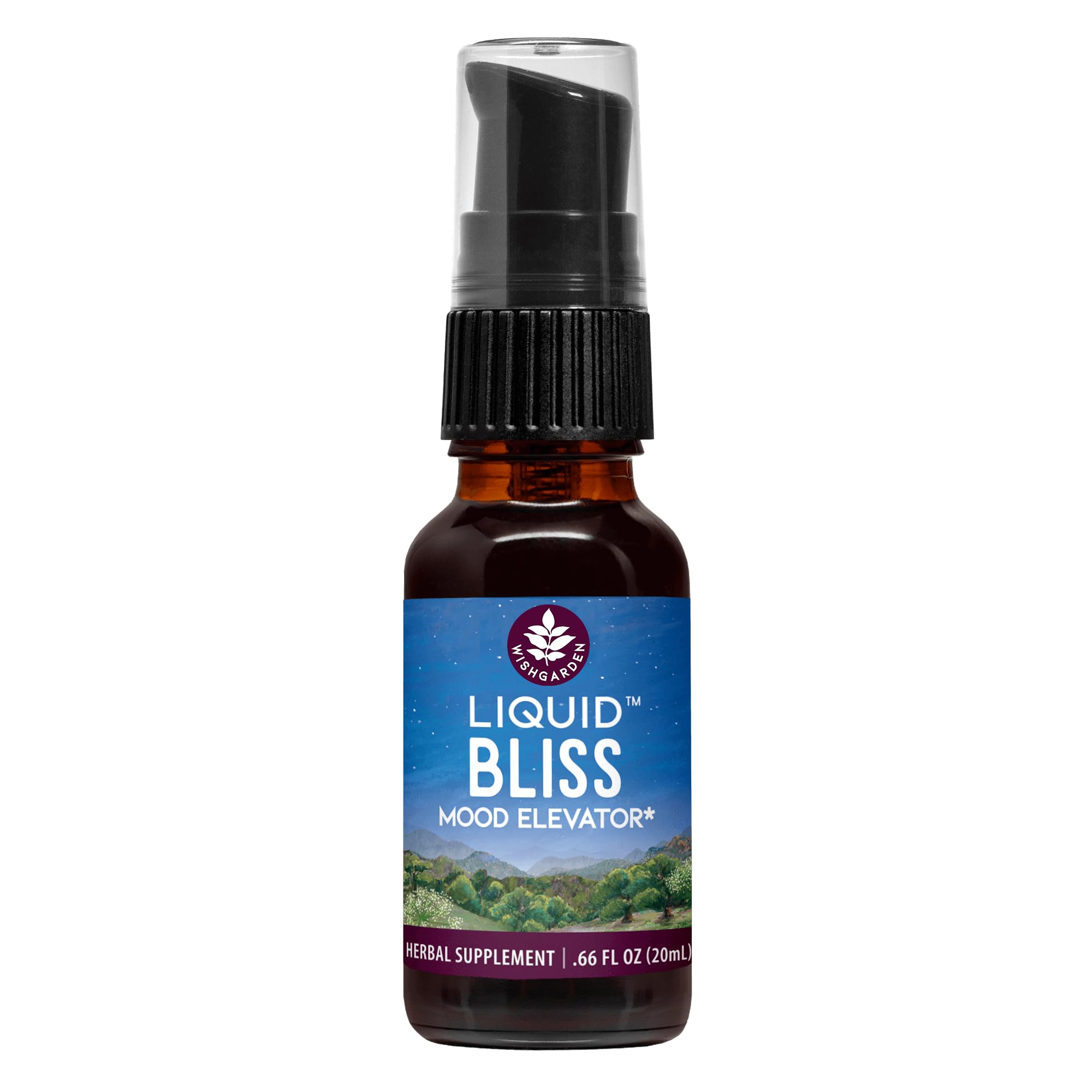 WishGardenHerbs Liquid Bliss Mood Elevator - Plant-Based Herbal Mood Support Supplement, Natural Mood Booster with Organic Cacao, Cotton Root, Passionflower, Increases Sense of Connection, .66oz