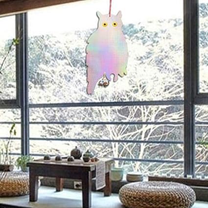 BIG BOOM 4X Reflective Owl Decoy & Bird Repellent Scarecrow Bird Woodpecker Deterrent