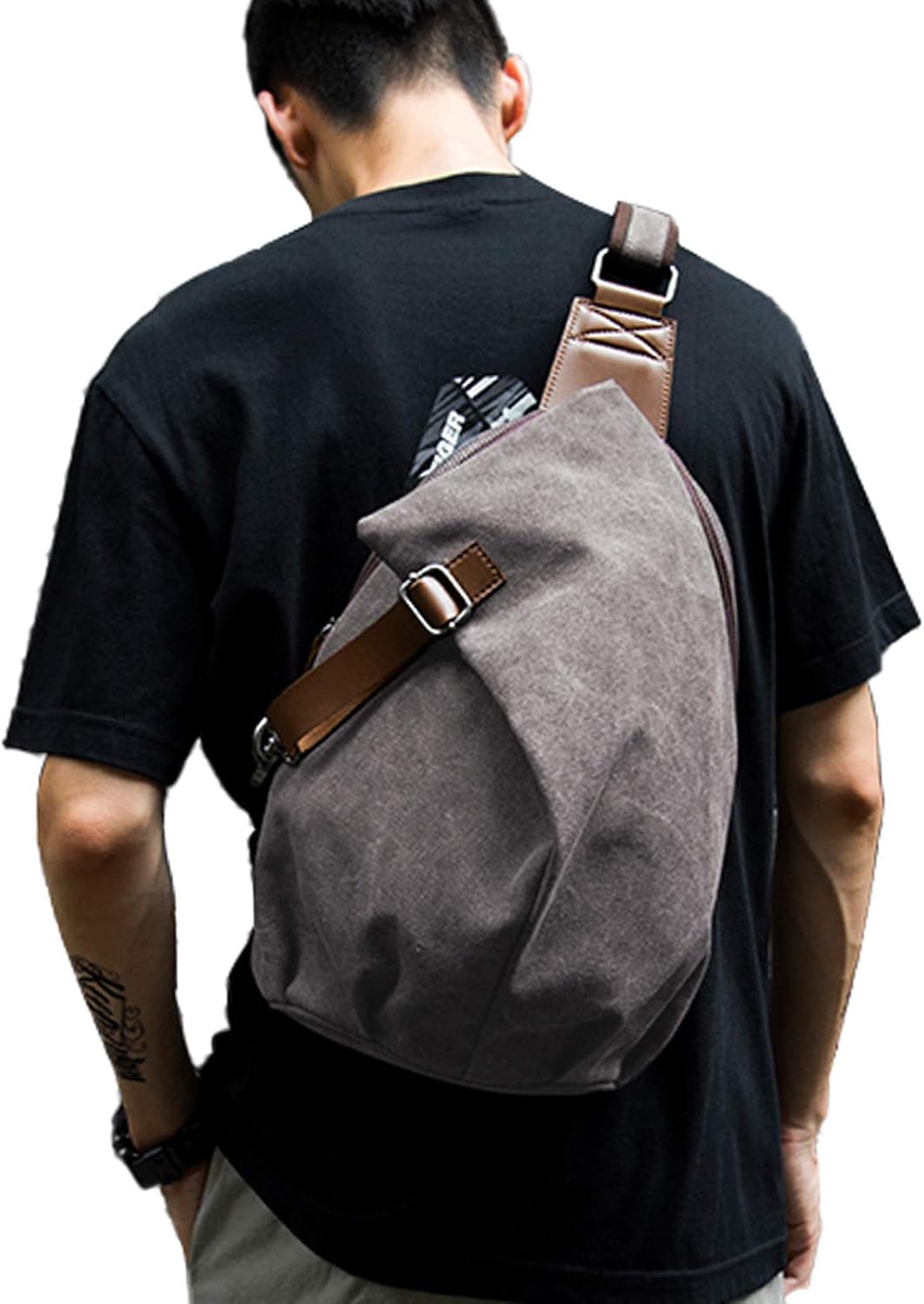 mens leather one strap backpack