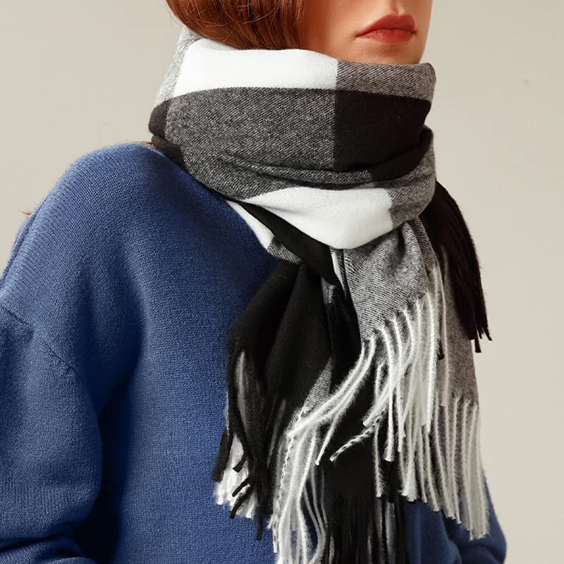 Sciarpa Calda Sciarpa Invernale Donna Plaid Calda Morbida Bandana Donne Sciarpe Luxe Nappa Femminile Foulard Moda di Lunga Scialle, 180 X 70 Cm per La Vita Quotidiana(J)
