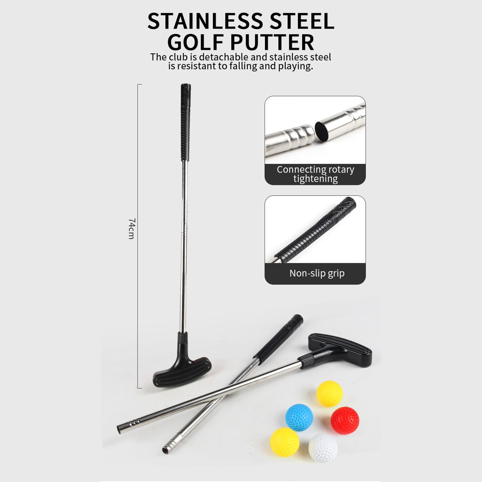 Tappeto Putting per Interni | Set Allenamento Golf per Esterni con Tappeto,Attrezzatura Portatile con Mazze, Buche e Palle per Allenamento in Interni, Giardino, Esterno per Famiglia