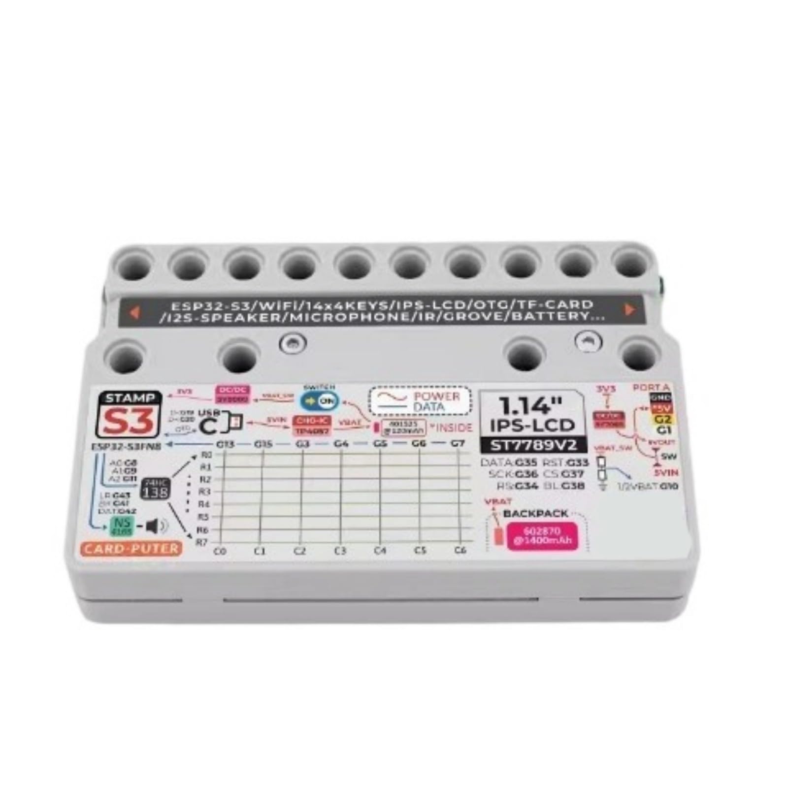 Cardputer StampS3A Carte de développement pour ordinateur portable Écran 2,9 cm 56 touches