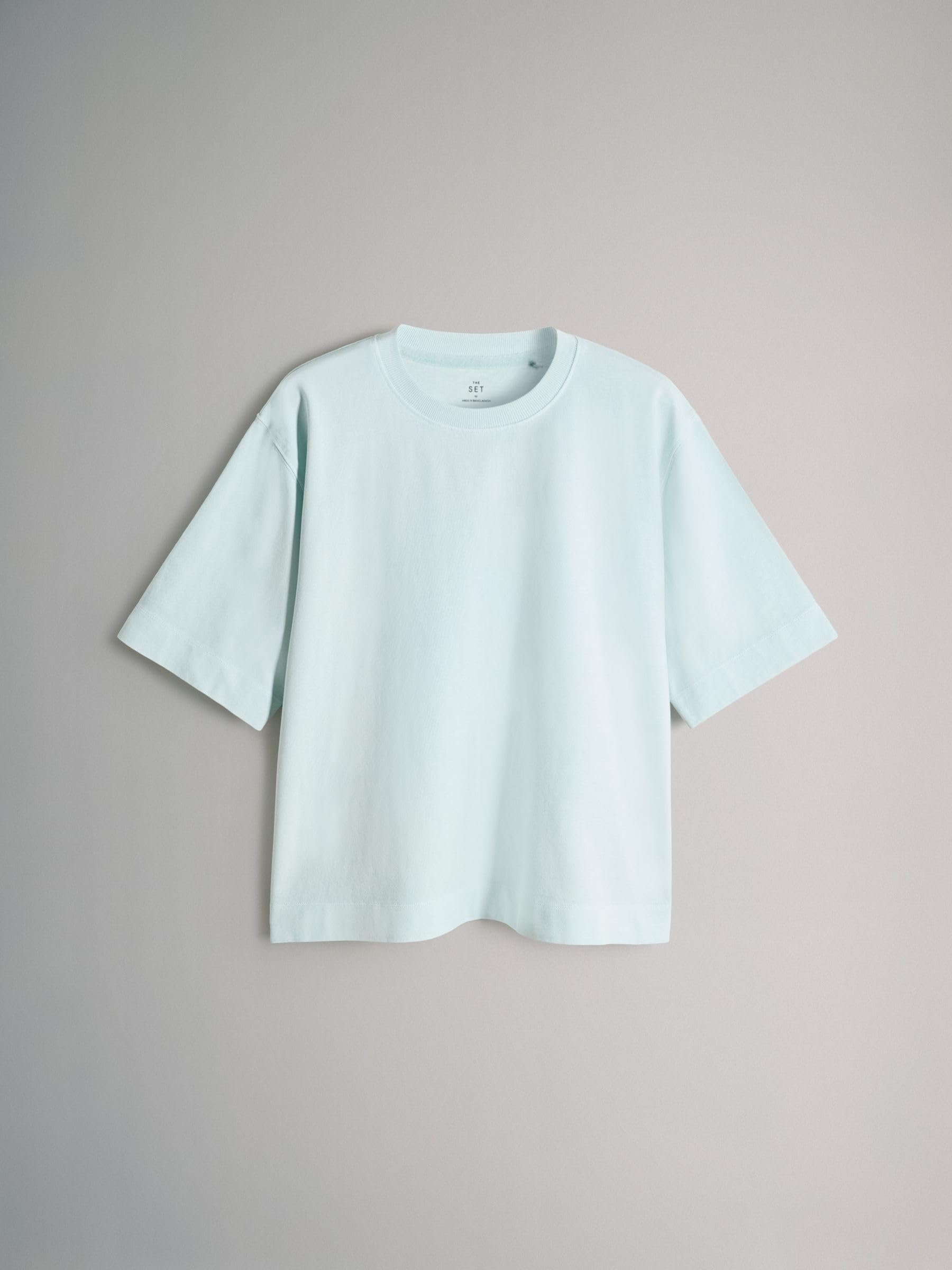 THE SET Femme T-Shirt Ras du Cou délavé à Manches Courtes, Lot de 3 | Coupe standard, 100 % coton