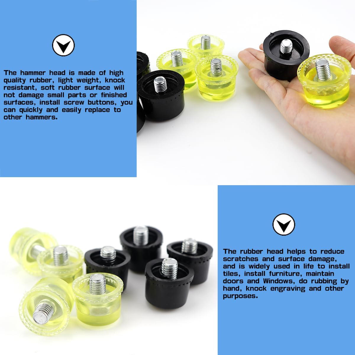 8 Pcs Rubber Hammer Replacement, Rubber Striking Head, Mallet Head Tips Set for Rubber Hammer (40mm)