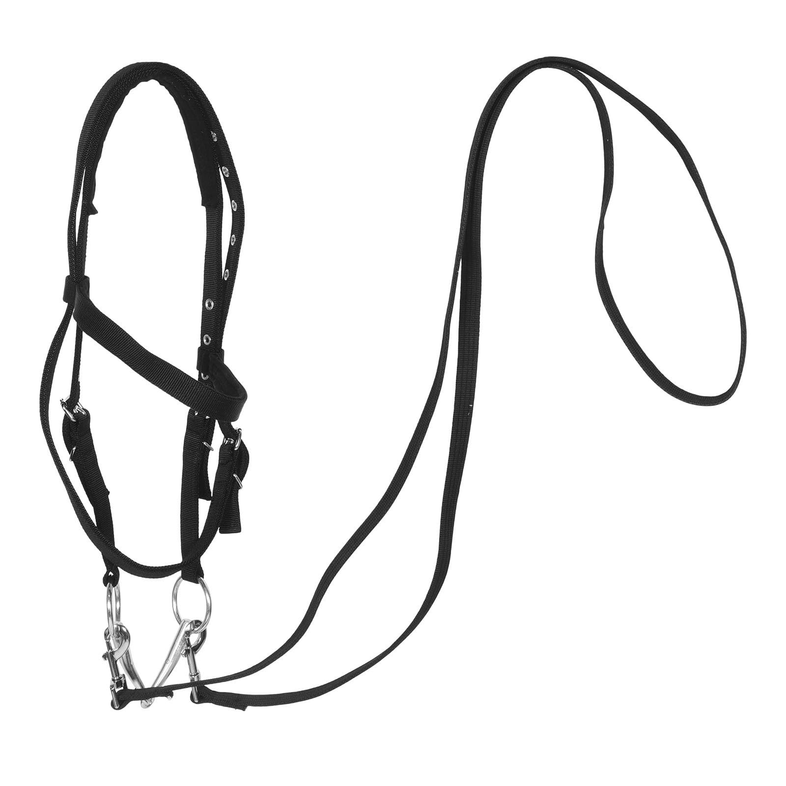 MAGICLULU Cabestro de Cuerda Negro de Nylon para Caballos Diseño sin Bocado Experiencia de Equitación Segura y Cómoda en Actividades Ecuestres