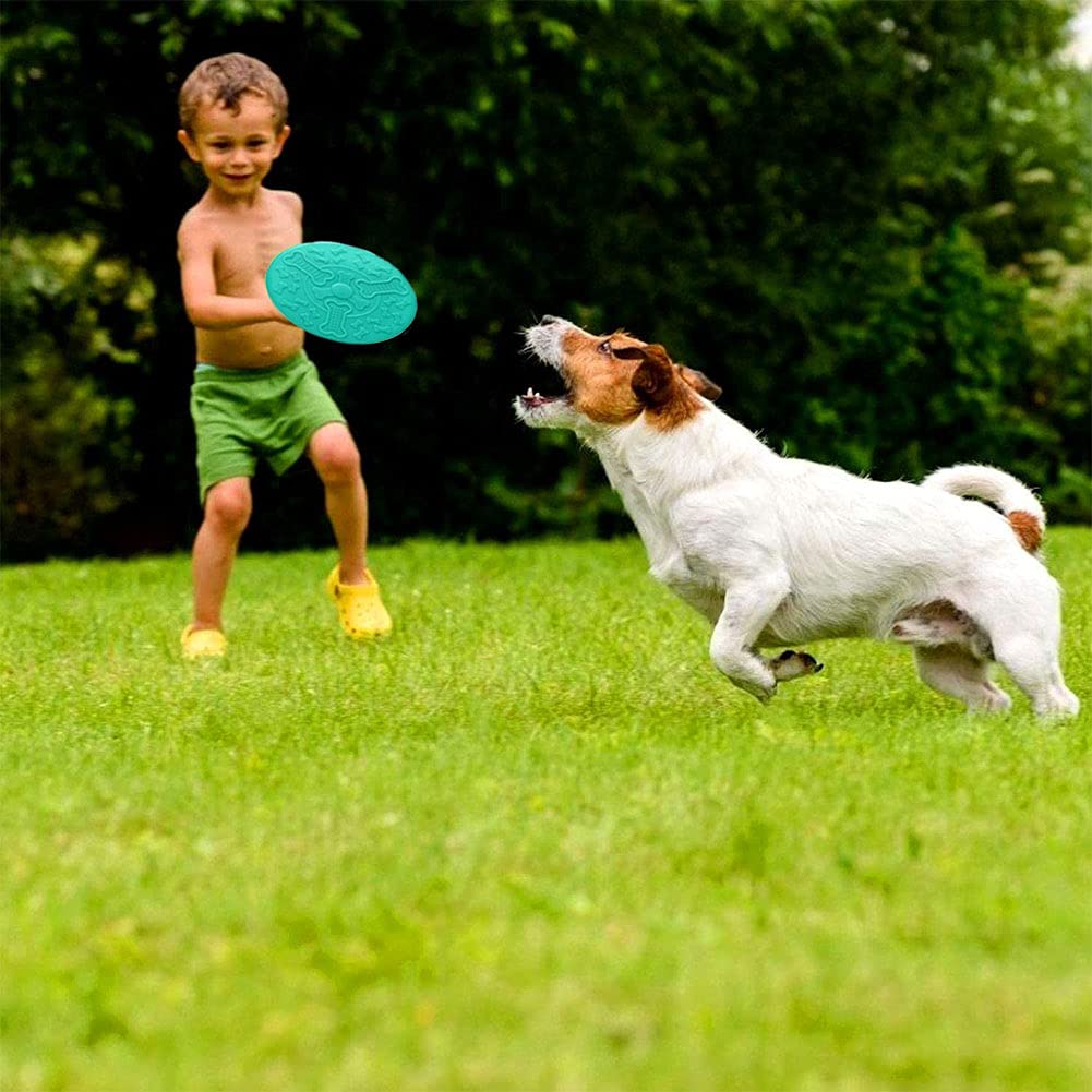 Frisbee Per Cani In Gomma Naturale - 2 Dischi Volanti Colorati Per Giochi All'Aperto