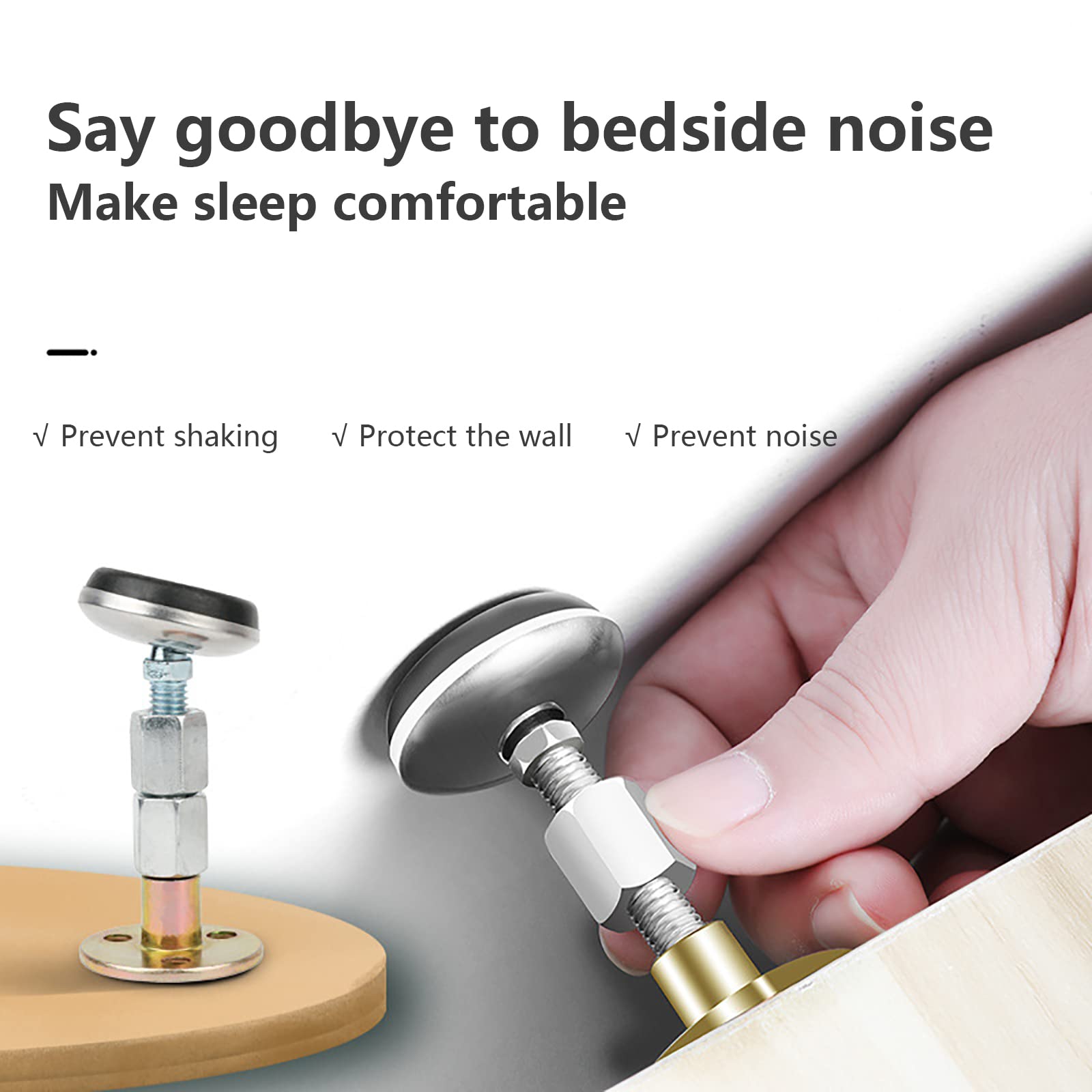 4 Supporti Regolabili Per Testiera Letto - Anti-vibrazione, Altezza 20-92mm, Con Viti E Nastro - Foto 11