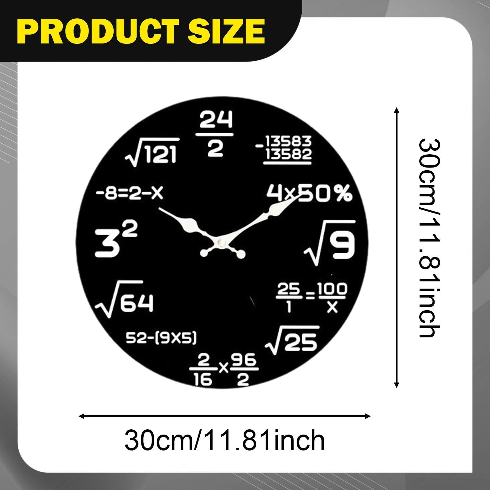 Sharplace Kreative Wanduhr mit mathematischen Gleichungen, 30 cm, Schlichte Tafeluhr, geräuschlos, für Wohnzimmer, Schule, Esszimmer, Style A