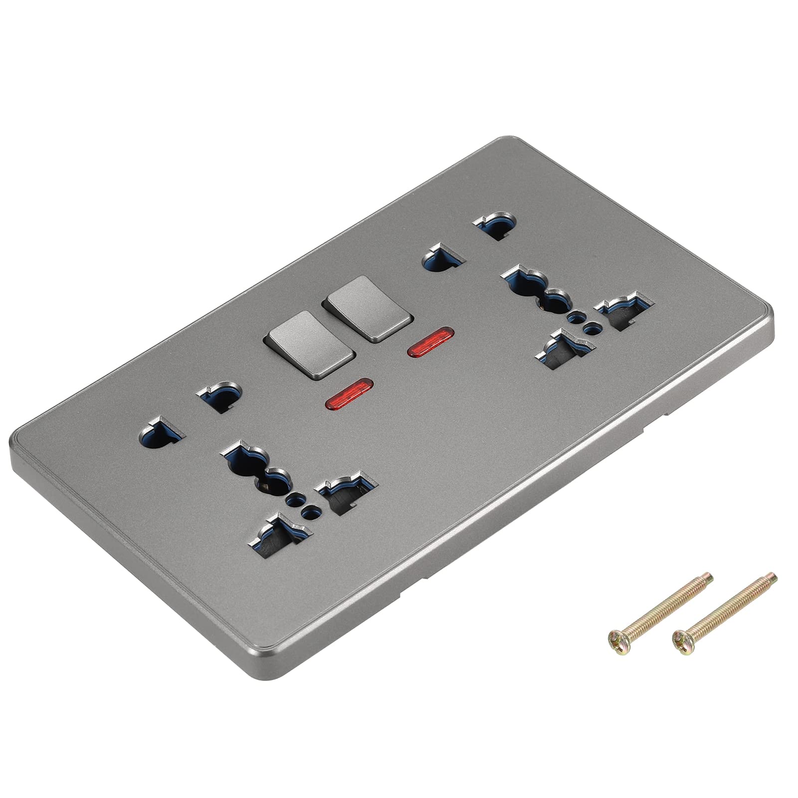 PATIKIL UK US Socket Double Multi Switched Power Outlet Black 110-250V 13A 146mmx88mm