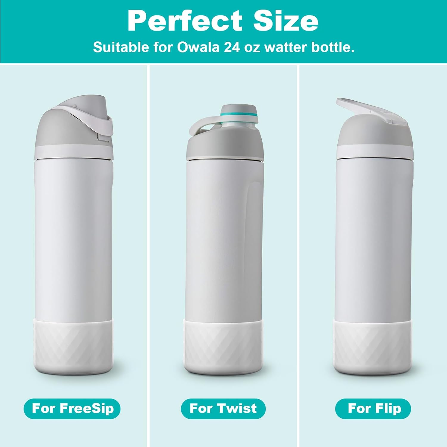 yoelike Grid Silicone Boot for Owala Water Bottle, Anti-Slip Protective Sleeve for FreeSip/Twist/Flip, Bottom Bumper Cover for Watter Bottle Accessories - Image 2