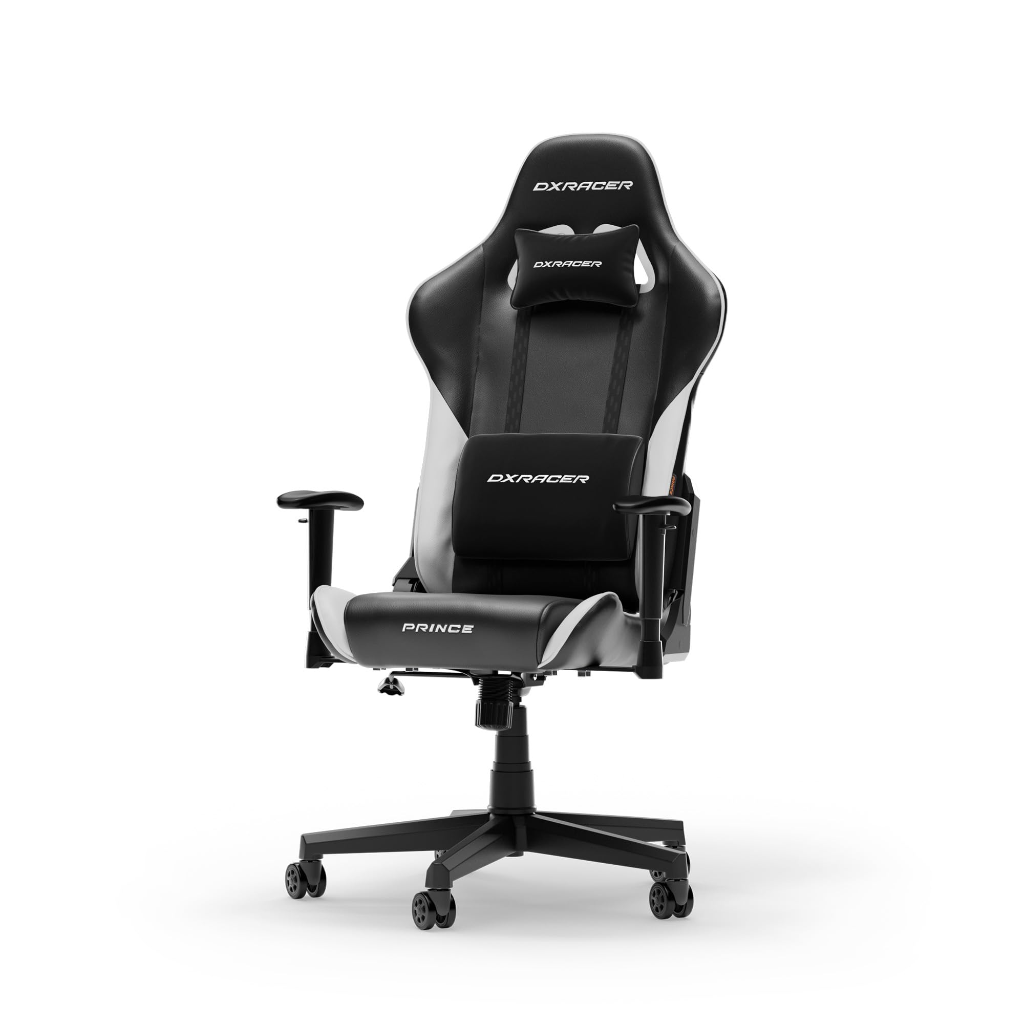 DXRacer Prince L Schwarz & Weiß PVC Leder das Orginal Gaming Stuhl, Schreibtischstuhl, Bürostuhle, Office Chair, Drehstuhl für PC Gamer