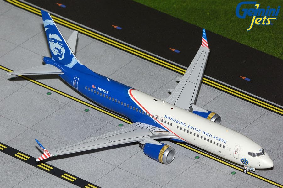 Avión Boeing 737-MAX8 Alaska Airlines GeminiJets 1:200 el regalo perfecto para pilotos 5