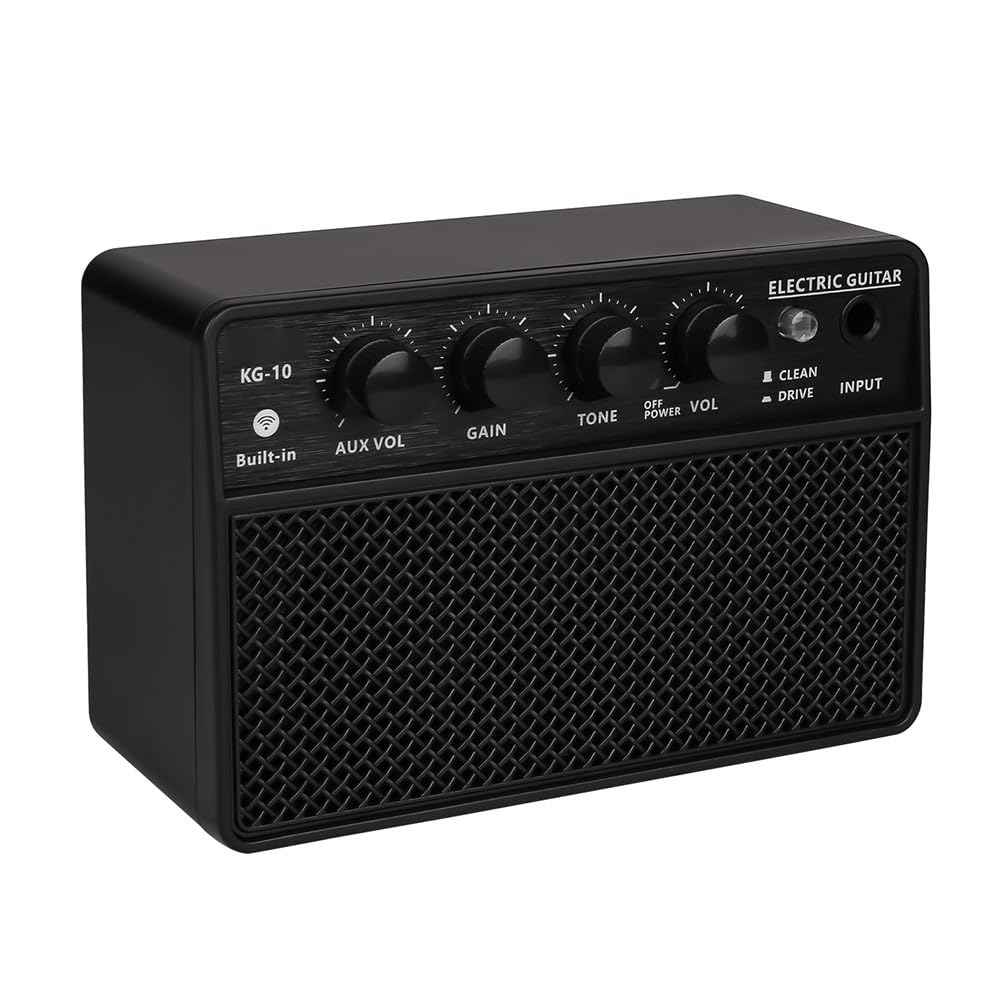 Amplificador de guitarra portátil con alto volumen y excelente calidad de sonido para guitarras acústicas y eléctricas, funciona con pilas, color negro