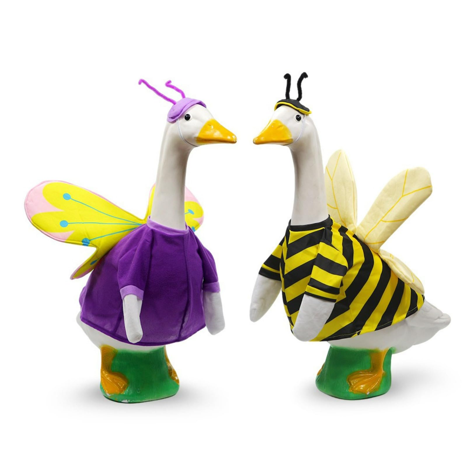 Jhuajisfc Yellow Garden Goose Porch Goose Outfit For 23" Lawn Statue, Bee & Butterfly Decor