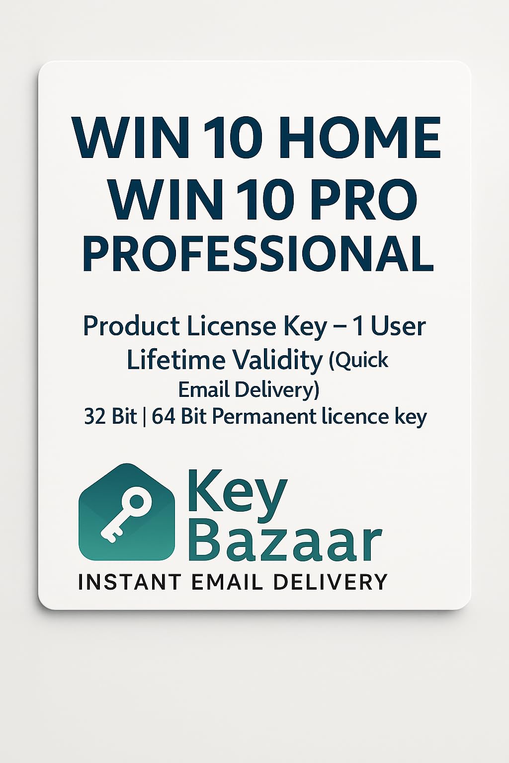 Win 10 Product License Key - 1 User Lifetime Validity (Quick Email Delivery) 32 Bit | 64 Bit. And Quick Installation Support. (Win 10 Pro)